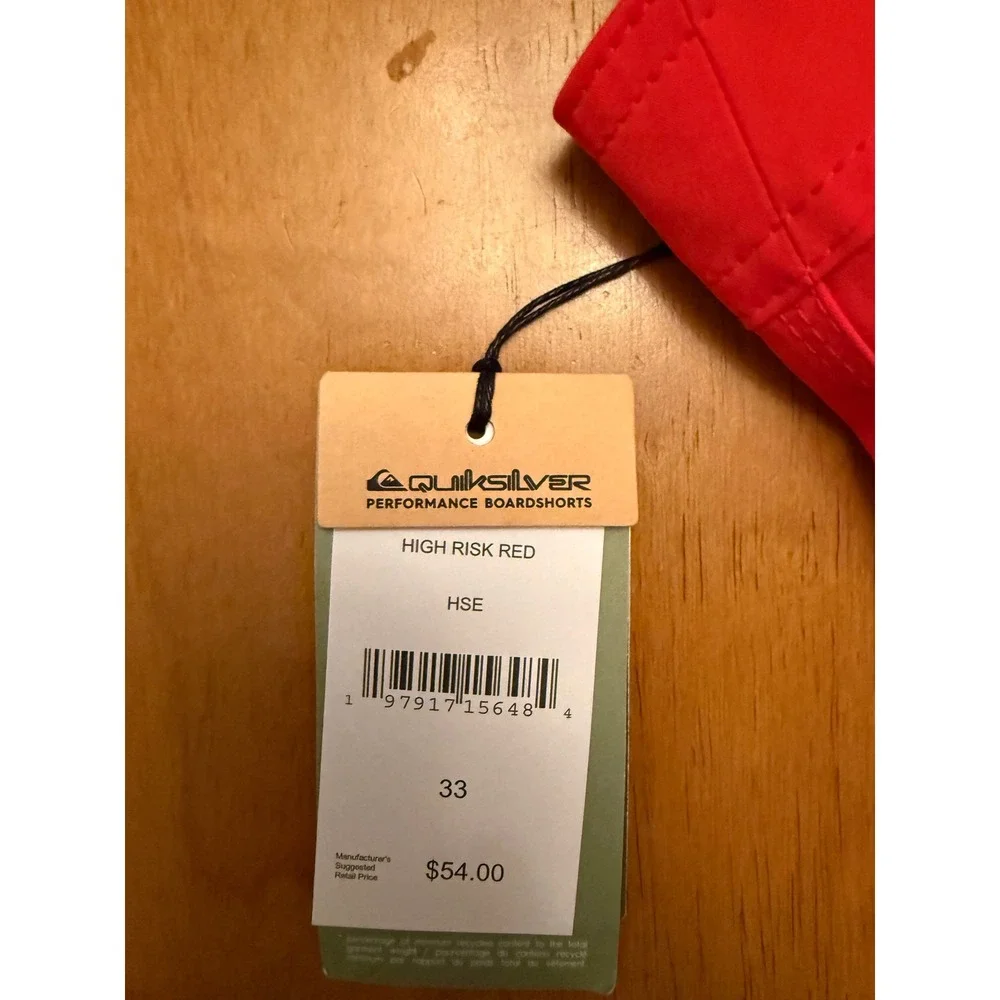 Quiksilver Mens High Risk Red Performance Boardshorts Swim Trunks Size 33 NEW